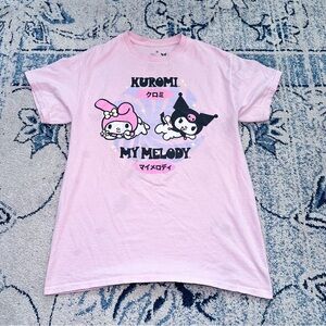 Kuromi x My Melody pink oversized graphic tee